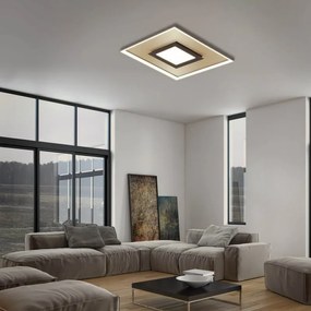 Plafoniera LED moderno Frame, dorato 50x50 cm, luce con 3 temperature di colore dimmerabile, 3600 lumen BRILONER