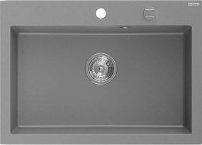 Mexen Elix lavello in granito a 1 vasca 700 x 500 mm, grigio, sifone cromato - 6526701005-71