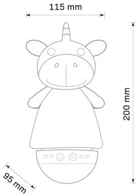 Lampada notturna LED RGB per bambini con melodia, 3xAAA/5V, unicorno