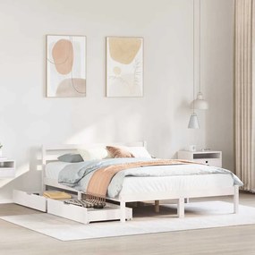 Letto Senza Materasso Bianco 140x200 Cm Legno Massello Di Pino /