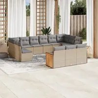 Set Divani da Giardino 15 pz con Cuscini Beige in Polyrattan 3228138