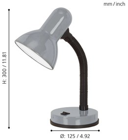 Lampada Da Tavolo Classico Basic 1 Policarbonato Argento 1 Luce E27