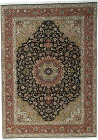 Tabriz Tappeto 350x250 Blu (Iran) Annodato A Mano