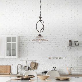 Sospensione Country Chic Bistrot 1 Luce Ruggine Con Ceramica Vietrese