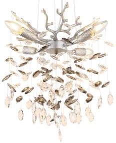 Globo 64138HS - Lampadario sospeso a cavo QUEENA 4xE14/40W/230V, finitura argento