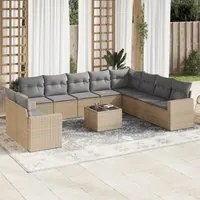 Set Divani da Giardino 11 pz con Cuscini Beige in Polyrattan 3219169