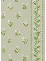 Nina Campbell Tapete Petit Dapuri - White/ Green/ Stone