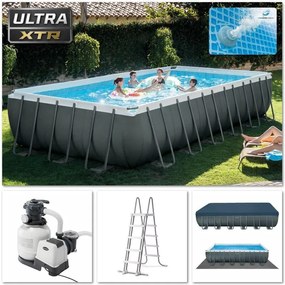 Intex - 26364 Piscina Ultra xtr Frame Rettangolaree 732x366x132cm, Pompa, Scaletta