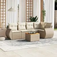 Set Divano da Giardino 6 pz con Cuscini Beige in Polyrattan 3257325