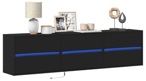 Mobile Tv A Parete Con Led Nero 180x31x45 Cm /