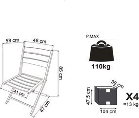 ABELUS - sedia da giardino in alluminio pieghevole salvaspazio