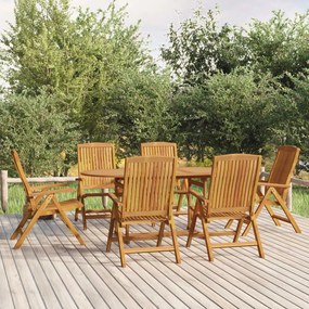 Set Da Pranzo Da Giardino 7 Pz İn Legno Massello Di Teak /