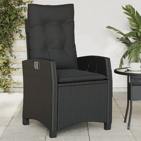 Sedie reclinabili da giardino 2 pz con cuscini nero polyrattan