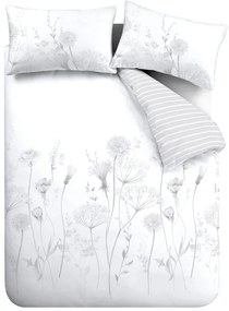 Biancheria da letto bianca e grigia Meadowsweet Floral, 200 x 200 cm Meadowsweet Floral - Catherine Lansfield
