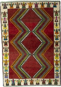 Gabbeh Tappeto 150 x 110 Rosso (Iran) Annodato A Mano