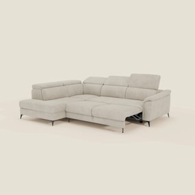 Arcos Divano angolare - piedini alti e poggiatesta reclinabili in microfibra impermeabile T11 panna