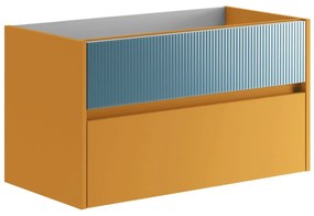 Mobile da bagno sospeso sotto lavabo L 89.5 x H 50 x P 45.5 cm beige laccato opaco, 2 cassetti Niwa