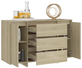 Credenza con 3 Cassetti Rovere Sonoma 120x41x75cm in Truciolato