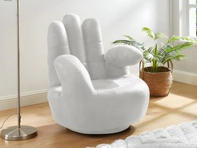 Poltrona a forma di mano girevole in similpelle Bianco - CATCHY