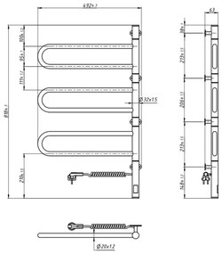 Portasciugamani rotante elettrico con termostato FOUETTE 185W/230V 81,8 cm IP44 bianco