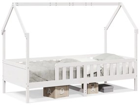 Giroletto Casetta Bambini Bianco 90x200 Cm Legno Massello Pino /