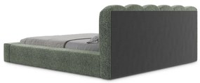 Letto matrimoniale imbottito verde con vano contenitore con griglia 180x200 cm Mano - Makamii