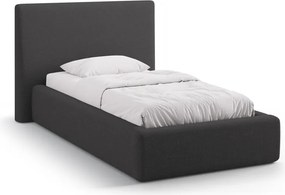 Letto Asti in tessuto strutturato con contenitore e testiera imbottita - 90×200 cm
