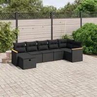 Set Divani da Giardino con Cuscini 7pz Nero Polyrattan 3265311