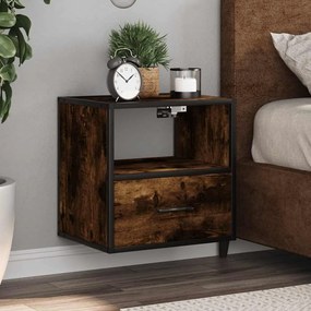 Comodini A Muro 2 Pz Rovere Fumo 40x31x39,5 Cm /