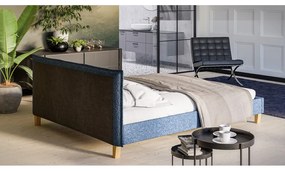 Letto matrimoniale imbottito blu con griglia 160x200 cm Tina - Ropez