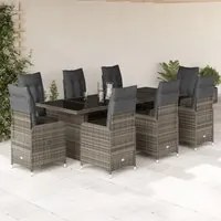 Set Bistr da Giardino 9 pz con Cuscini in Polyrattan Grigio 3277280