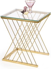 Tavolino da caffè Nancy in vetro e acciaio cromato – 45x39x52 cm