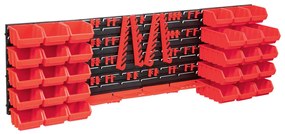 Kit Contenitori 80 Pz Con Pannelli A Parete Rosso E Nero /