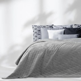 Copriletto trapuntato in velluto grigio chiaro 170x210 cm Laila - AmeliaHome
