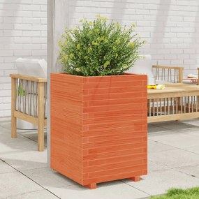 Fioriera Giardino Marrone Cera 50x50x72,5cm Legno Massello Pino /