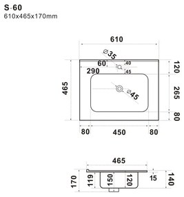 BATH DELUXE 06-060-27-02-00 - Lavabo da incasso LILLESNAD 61 x 46 cm ceramica/nero