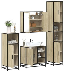 Set Mobili Da Bagno 4 Pz Rovere Sonoma İn Legno Multistrato /
