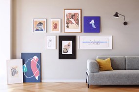 Kave Home - Quadro astratto Zoeli blu 50 x 50 cm