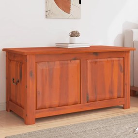 Cassapanca con coperchio marrone in legno massello di acacia