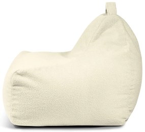 Pouf a sacco per bambini color crema con rivestimento in bouclé Game Amuse – SLOWDOWN