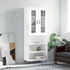 Credenza Bianco Lucido 69,5x34x180 Cm İn Legno Multistrato /