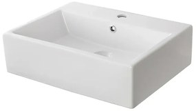 Lavabo da appoggio rettangolare 52x42 cm in ceramica bianco lucido