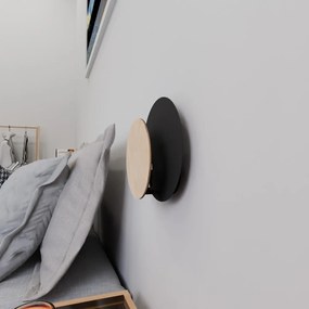 Applique da Parete Circle Nera e in Legno Luce Indiretta Base G9