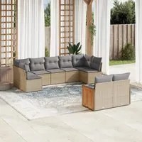 Set Divano da Giardino 9 pz con Cuscini Beige in Polyrattan 3227970