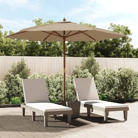 Ombrellone Da Giardino Con Palo İn Legno Tortora 299x240 Cm /