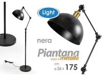 Piantana da terra lampada moderna industrial nera cm 26 x 175 h