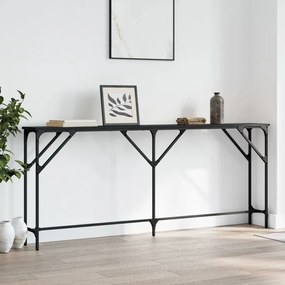 Tavolino Consolle Nero 180x23x75 Cm İn Legno Multistrato /