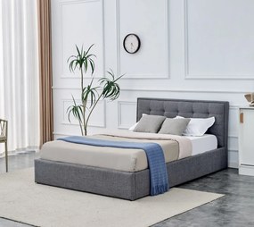 Letto PADVA 140 con contenitore in tessuto grigio – 140x200 cm