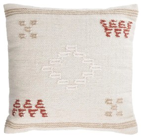 Kave Home - Fodera cuscino Bibiana in lana e cotone beige con stampa imarrone e terracotta 45 x 45 cm