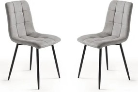 Sedia da pranzo in tessuto Grigio Chiaro gambe metallo nere - KATERINE 2 sedie
